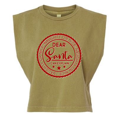 Dear Santa I Can Explain Christmas Emblem Garment-Dyed Women's Muscle Tee