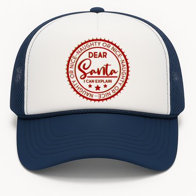 Dear Santa I Can Explain Christmas Emblem Trucker Hat