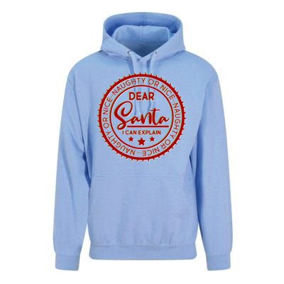 Dear Santa I Can Explain Christmas Emblem Unisex Surf Hoodie