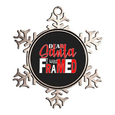 Dear Santa I Was FRAMED Metallic Star Ornament