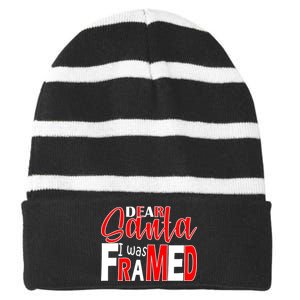 Dear Santa I Was FRAMED Striped Beanie with Solid Band