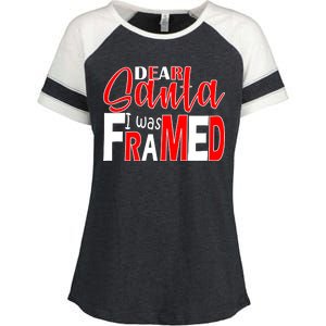 Dear Santa I Was FRAMED Enza Ladies Jersey Colorblock Tee