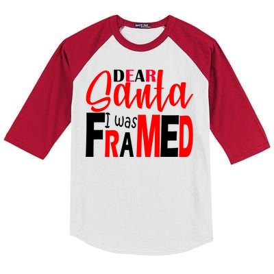 Dear Santa I Was FRAMED Kids Colorblock Raglan Jersey