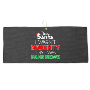 Dear Santa I Wasn't Naughty That Was Fake News Large Microfiber Waffle Golf Towel