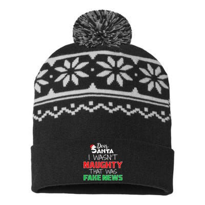 Dear Santa I Wasn't Naughty That Was Fake News USA-Made Snowflake Beanie