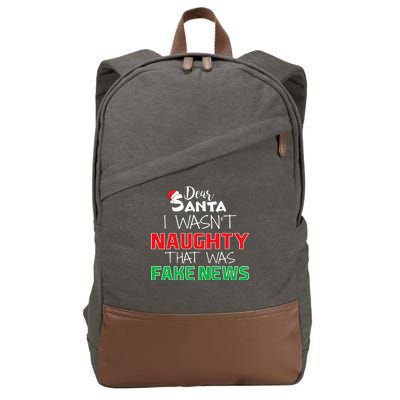 Dear Santa I Wasn't Naughty That Was Fake News Cotton Canvas Backpack