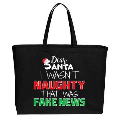 Dear Santa I Wasn't Naughty That Was Fake News Cotton Canvas Jumbo Tote