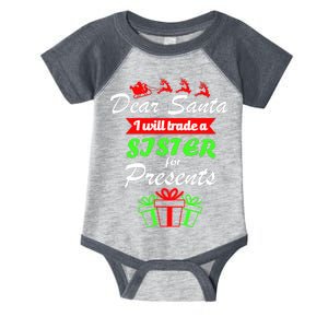 Dear Santa I Will Trade A Sister For Presents Infant Baby Jersey Bodysuit