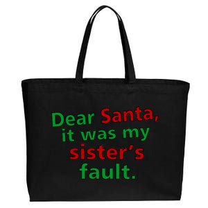 Dear Santa It Was My Sister's Fault Cotton Canvas Jumbo Tote