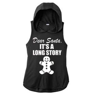 Dear Santa It's A Long Story Ladies PosiCharge Tri-Blend Wicking Draft Hoodie Tank