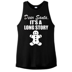 Dear Santa It's A Long Story Ladies PosiCharge Tri-Blend Wicking Tank