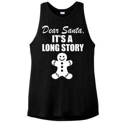 Dear Santa It's A Long Story Ladies PosiCharge Tri-Blend Wicking Tank