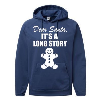 Dear Santa It's A Long Story Performance Fleece Hoodie