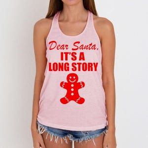 Dear Santa It's A Long Story Women's Knotted Racerback Tank