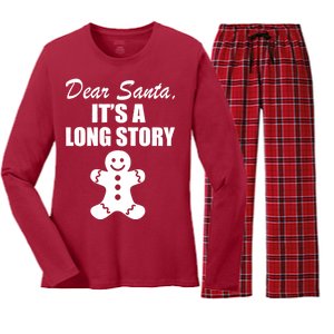 Dear Santa It's A Long Story Women's Long Sleeve Flannel Pajama Set 