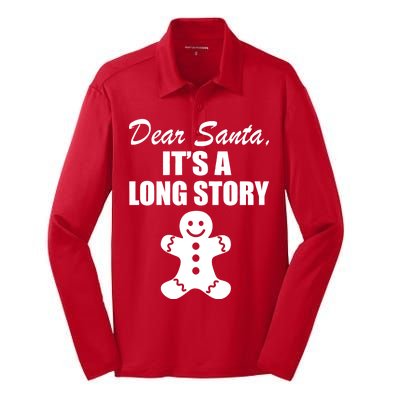 Dear Santa It's A Long Story Silk Touch Performance Long Sleeve Polo