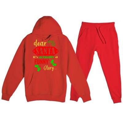 Dear Santa It's Actually A Funny Story Premium Hooded Sweatsuit Set