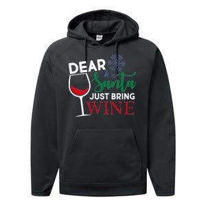 Dear Santa Just Bring Wine Performance Fleece Hoodie