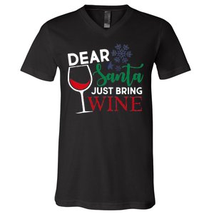 Dear Santa Just Bring Wine V-Neck T-Shirt