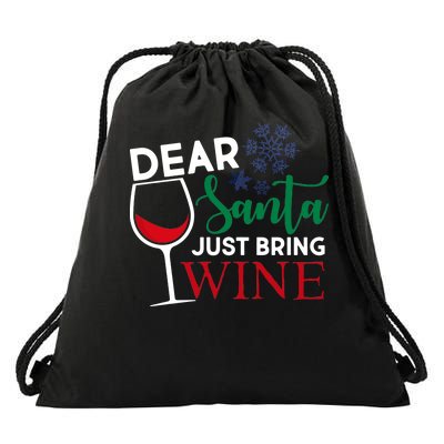 Dear Santa Just Bring Wine Drawstring Bag