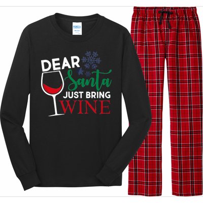 Dear Santa Just Bring Wine Long Sleeve Pajama Set