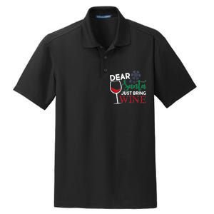 Dear Santa Just Bring Wine Dry Zone Grid Polo