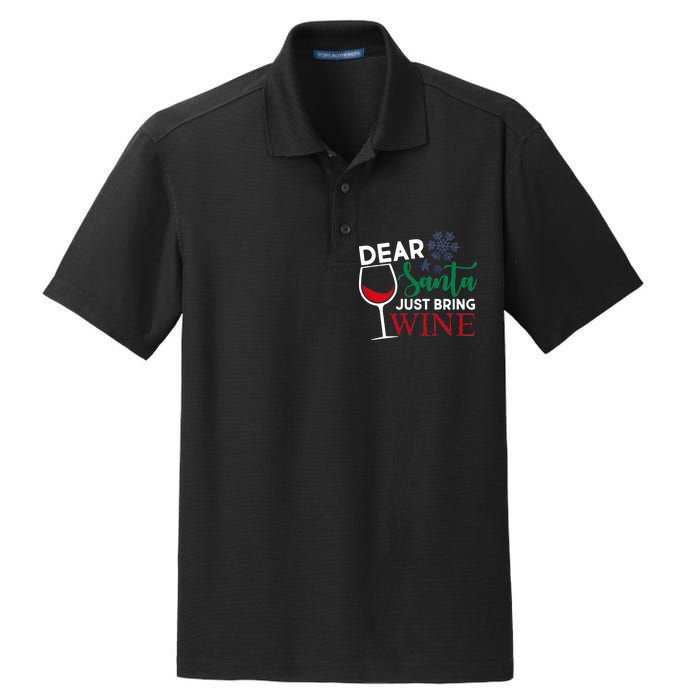 Dear Santa Just Bring Wine Dry Zone Grid Polo