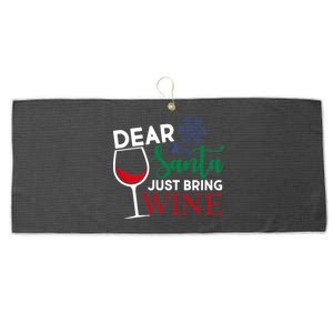 Dear Santa Just Bring Wine Large Microfiber Waffle Golf Towel