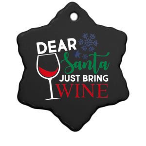 Dear Santa Just Bring Wine Ceramic Star Ornament