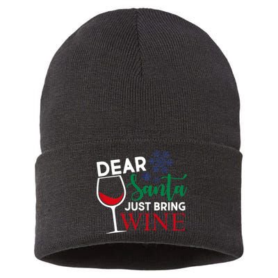 Dear Santa Just Bring Wine Sustainable Knit Beanie