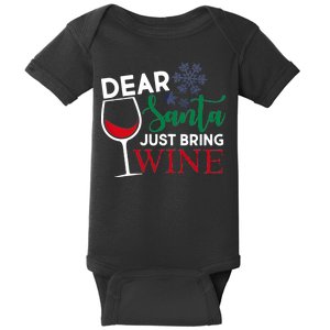 Dear Santa Just Bring Wine Baby Bodysuit