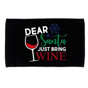 Dear Santa Just Bring Wine Microfiber Hand Towel