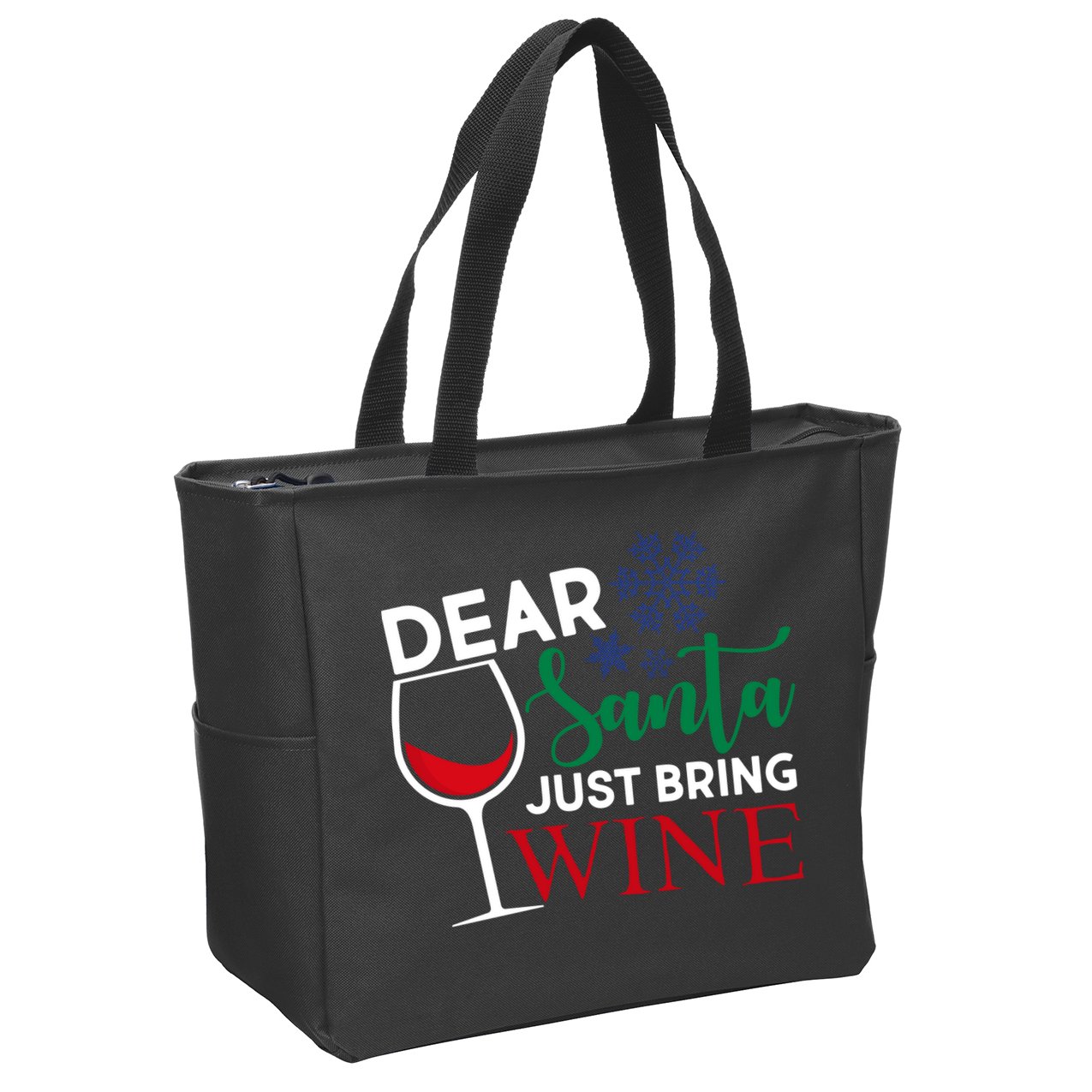 Dear Santa Just Bring Wine Zip Tote Bag
