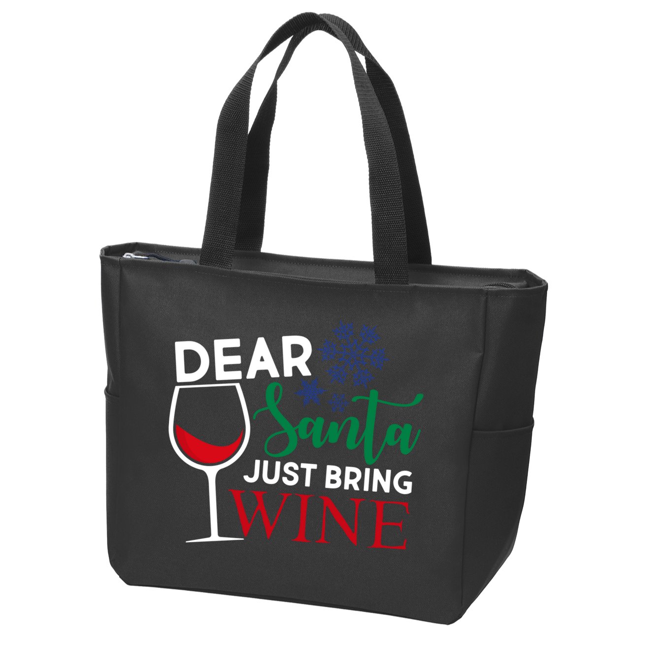 Dear Santa Just Bring Wine Zip Tote Bag