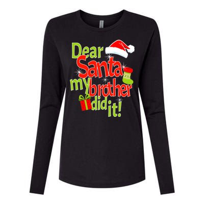 Dear Santa My Brother Did It Womens Cotton Relaxed Long Sleeve T-Shirt