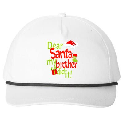 Dear Santa My Brother Did It Snapback Five-Panel Rope Hat