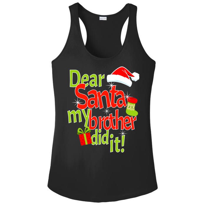 Dear Santa My Brother Did It Ladies PosiCharge Competitor Racerback Tank