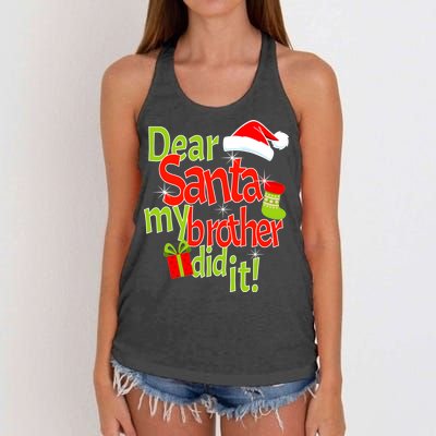 Dear Santa My Brother Did It Women's Knotted Racerback Tank