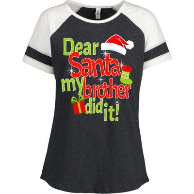 Dear Santa My Brother Did It Enza Ladies Jersey Colorblock Tee