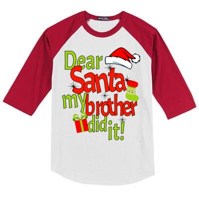 Dear Santa My Brother Did It Kids Colorblock Raglan Jersey