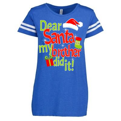 Dear Santa My Brother Did It Enza Ladies Jersey Football T-Shirt