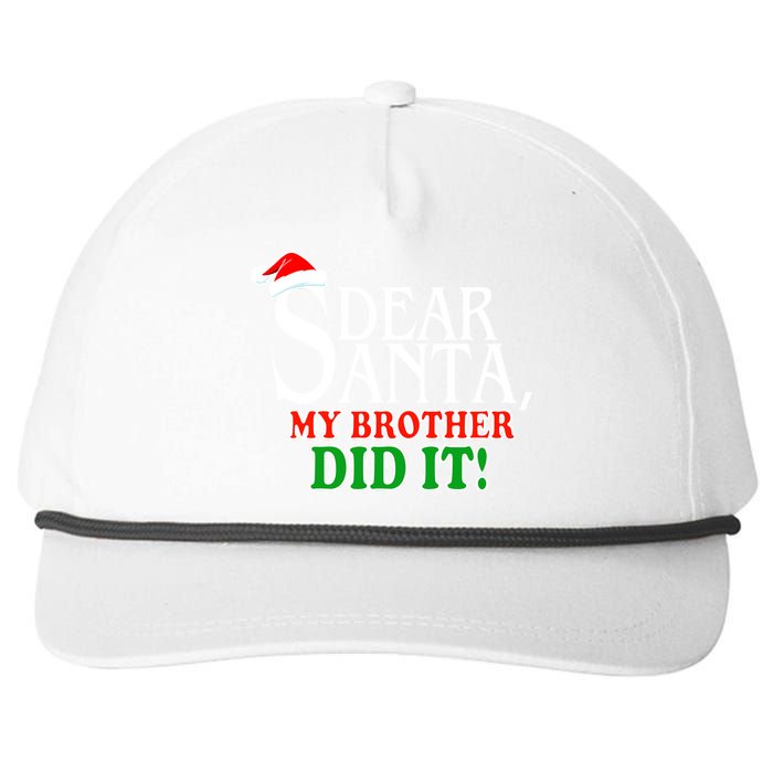 Dear Santa My Brother Did It Funny Christmas Snapback Five-Panel Rope Hat