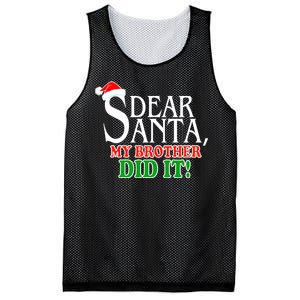 Dear Santa My Brother Did It Funny Christmas Mesh Reversible Basketball Jersey Tank