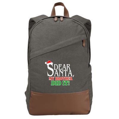 Dear Santa My Brother Did It Funny Christmas Cotton Canvas Backpack