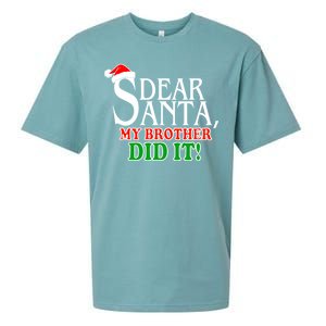 Dear Santa My Brother Did It Funny Christmas Sueded Cloud Jersey T-Shirt