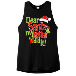 Dear Santa My Sister Did It Ladies PosiCharge Tri-Blend Wicking Tank