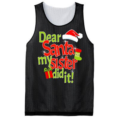 Dear Santa My Sister Did It Mesh Reversible Basketball Jersey Tank