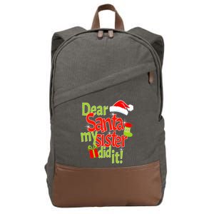 Dear Santa My Sister Did It Cotton Canvas Backpack