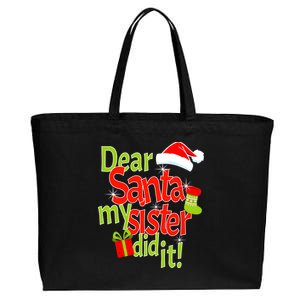 Dear Santa My Sister Did It Cotton Canvas Jumbo Tote