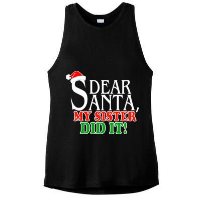 Dear Santa My Sister Did It Funny Christmas Ladies PosiCharge Tri-Blend Wicking Tank